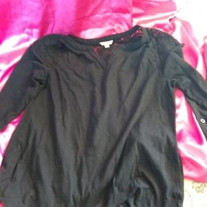 Long sleeve black shirt with lace detail